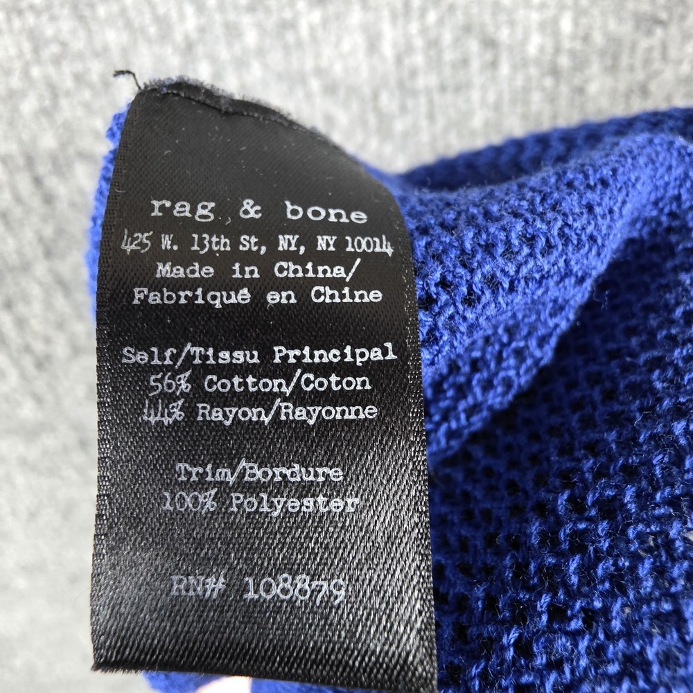 Rag & Bone Sweater Womens S Cobalt Blue Black Sheer Mesh Knit pullover Top Shirt - Picture 7 of 10